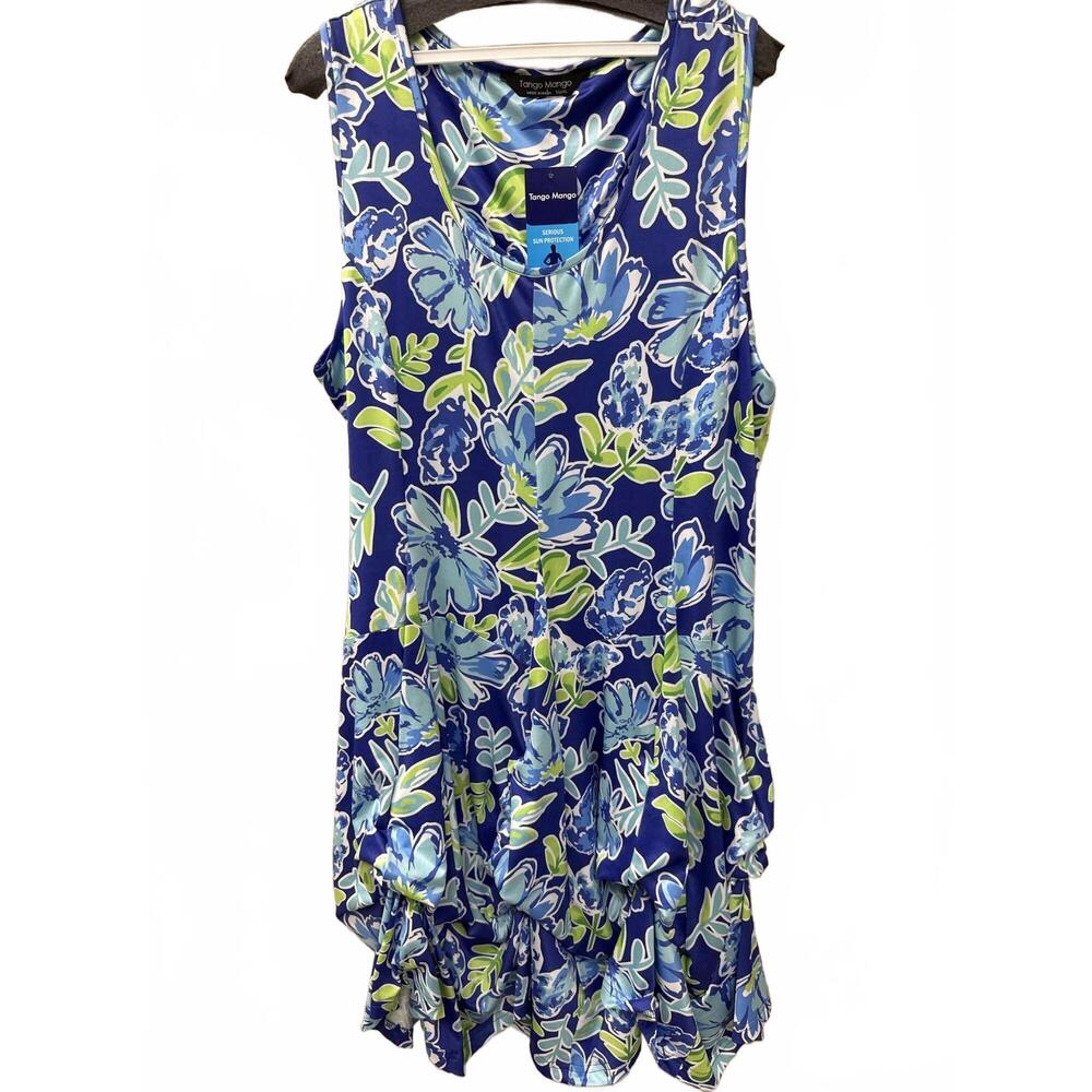 NEW TANGO MANGO women's bubble dress in blues/green